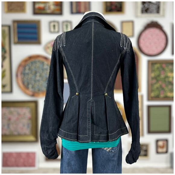 Byron Lars Beauty Mark Military Denim Jacket Womens Size 4 NWT Michael Jackson - Picture 8 of 12